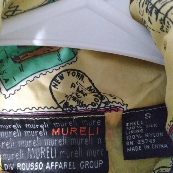 Vintage Mureli Golf Stamp Print Silk 90s Bomber Jacket - Picture 6 of 12